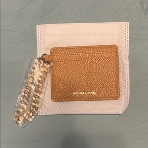 NEW | Michael Kors Tan Card Holder Wristlet
